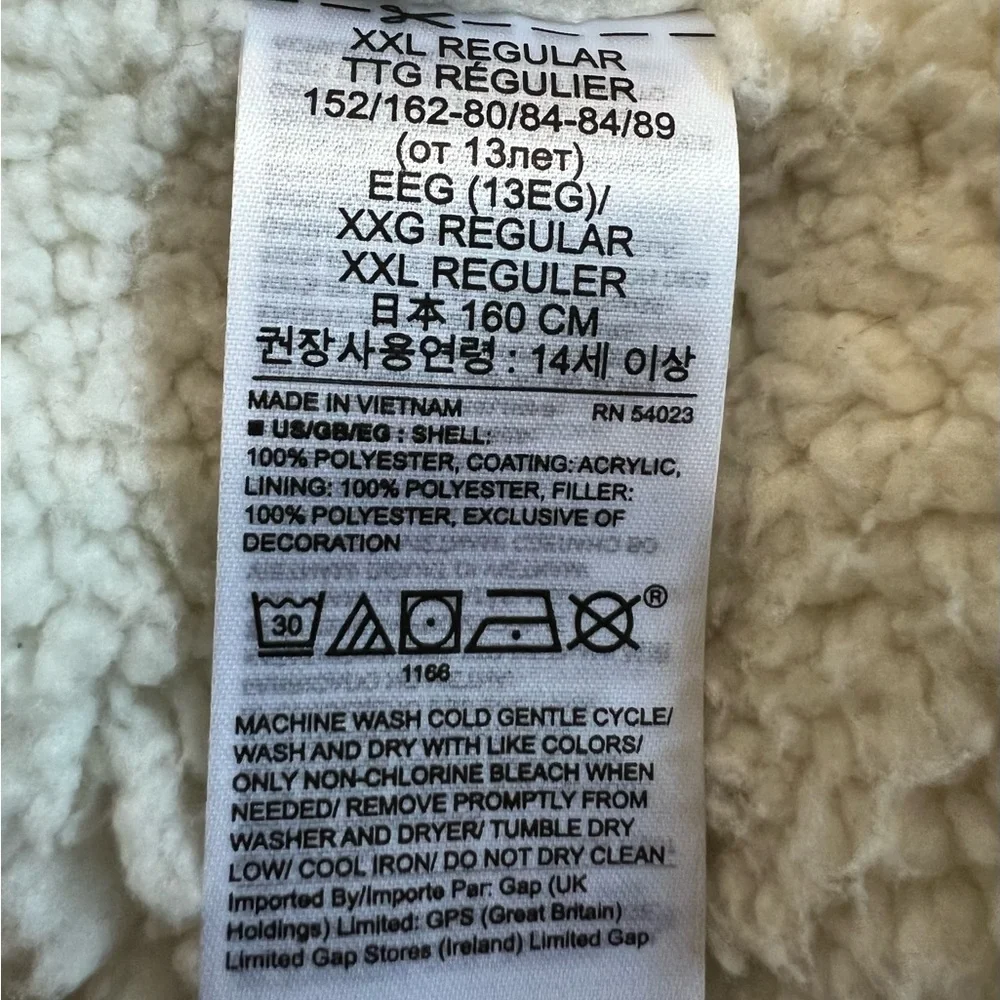 Gap Kids Navy Floral Puffer Sherpa Lined Girls Vest